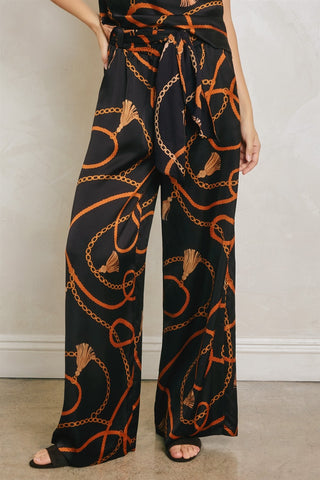 61 Jane Printed Satiny Wide Leg Trousers