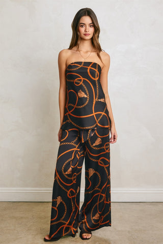 61 Jane Printed Satiny Wide Leg Trousers