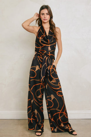 61 Jane Printed Satiny Wide Leg Trousers