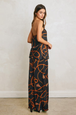61 Jane Printed Satiny Wide Leg Trousers