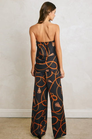 61 Jane Printed Satiny Wide Leg Trousers