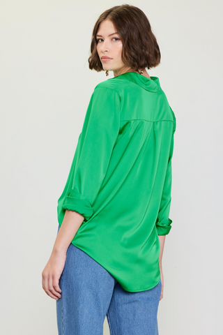 61 Jane RECYCLED CLASSIC SATIN BUTTON DOWN BLOUSE - Premium Shirts & Tops at Lonnys NY - Just $65! Shop Womens clothing now 
