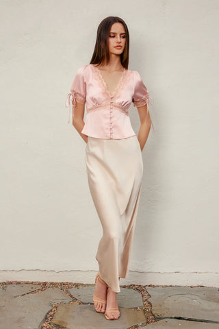 61 Jane Satin Lace Trim Blouse