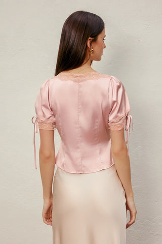 61 Jane Satin Lace Trim Blouse