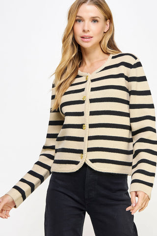 61 Jane Striped Knit Cardigan