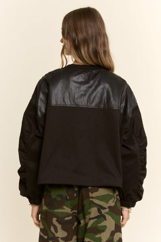 61 Jane Vegan Leather Panelled Bomber Jacket
