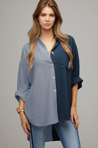 Color Block Button Down Shirt *Online Only* - Premium  from Davi & Dani - Just $75! Shop now at Lonnys NY