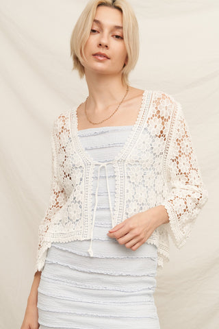 61 Jane Kimono Sleeve Crochet Cardigan