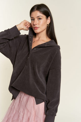 Ribbed Hooded Sweatshirt *Online Only* - Premium clothing at Lonnys NY - Just $78! Shop Womens clothing now 