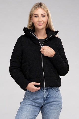 Corduroy Zip-Up Jacket - Premium  from Ambiance Apparel - Just $36! Shop now at Lonnys NY