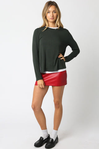 Olivaceous Double Lined Crewneck Sweater Shirt
