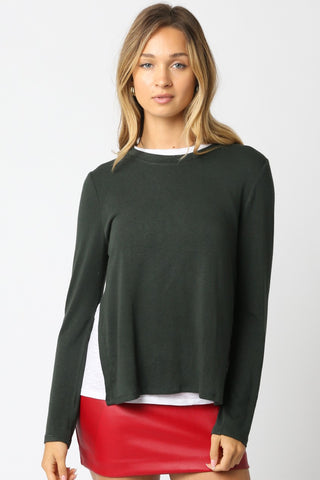 Olivaceous Double Lined Crewneck Sweater Shirt