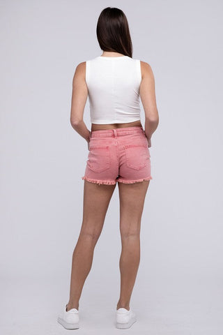 Acid Washed Frayed Cutoff Hem Shorts  *Online Only* - Premium shorts from ZENANA - Just $50! Shop now 