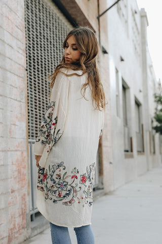 Long Floral Kimono Cardigan *Online Only* - Premium kimonos at Lonnys NY - Just $45! Shop Womens clothing now 