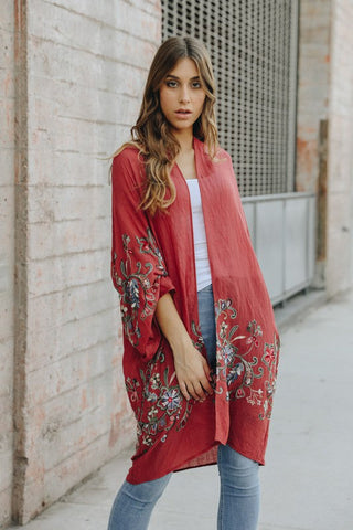 Long Floral Kimono Cardigan *Online Only* - Premium kimonos at Lonnys NY - Just $45! Shop Womens clothing now 