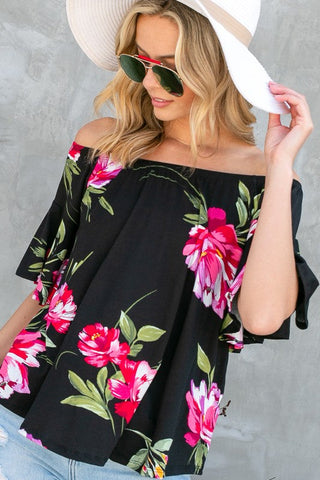 Floral Off Shoulder Top *Online Only* - Premium Shirts & Tops at Lonnys NY - Just $47.99! Shop Womens clothing now 