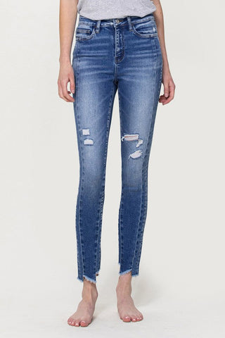 Flying Monkey HIGH RISE ANKLE SKINNY W UNEVEN HEM DETAIL *Online Only* - Premium  from VERVET by Flying Monkey - Just $75.55! Shop now 