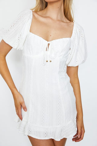 Textured Eyelet Puff Sleeved Mini Dress * Online Only* - Premium  from One and Only Collective Inc - Just $90! Shop now 