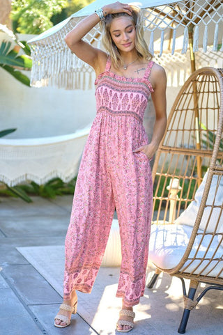Floral Smocked Detail With Ruffle Jumpsuit *Online Only* - Premium  from Davi & Dani - Just $64.99! Shop now 