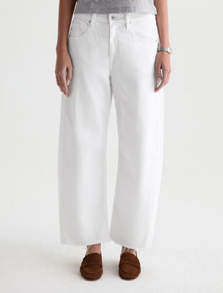 AG Hattie Cropped White Barrel Jeans