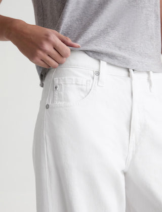 AG Hattie Cropped White Barrel Jeans