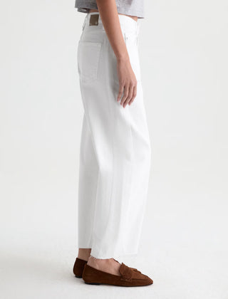 AG Hattie Cropped White Barrel Jeans