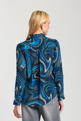 APNY Printed Button Down Blouse