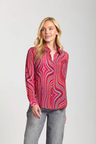 APNY Printed Button Down Blouse