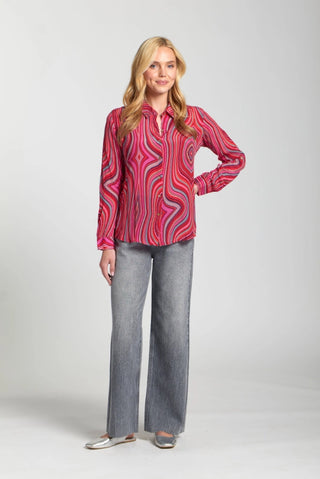 APNY Printed Button Down Blouse