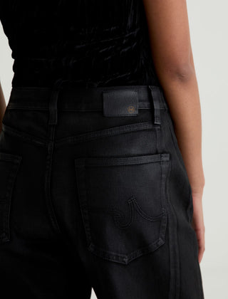 AG Hattie Crop Coated Black Barrel Jeans