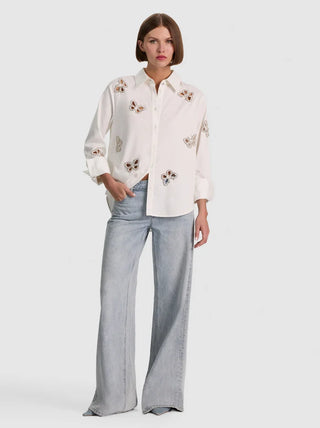 Alice + Olivia Finley Cutout Button Down Shirt