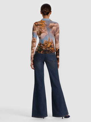 Alice & Olivia Jade Mesh Button Down Blouse