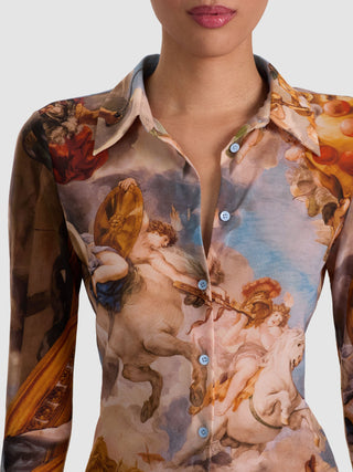 Alice & Olivia Jade Mesh Button Down Blouse