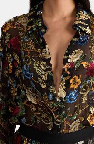 Alice + Olivia Willa Silk Floral Blouse
