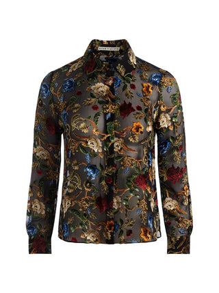 Alice + Olivia Willa Silk Floral Blouse