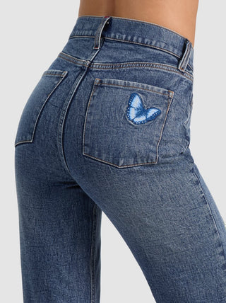Alice + Olivia Beautiful Embellished Bell Jeans
