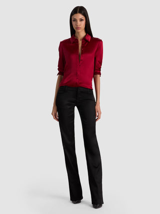 Alice + Olivia Brady Slim Button Down Silk Blouse