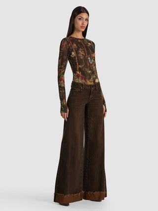 Alice + Olivia Delaina Long Sleeve Sheer Top