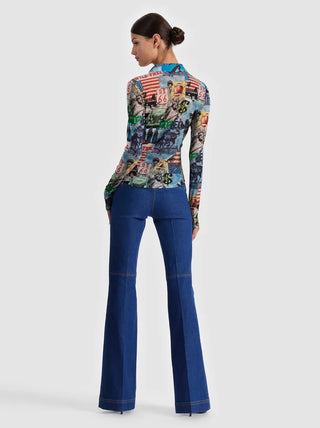 Alice + Olivia Jade Mesh Button Down Shirt