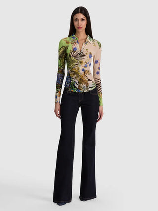 Alice + Olivia Jade Mesh Button Down Shirt