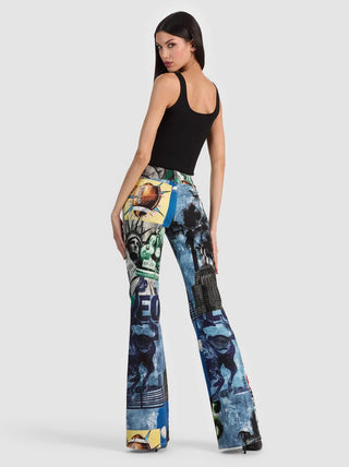 Alice + Olivia Kai Printed Low Rise Bootcut Jeans