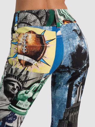 Alice + Olivia Kai Printed Low Rise Bootcut Jeans