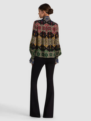 Alice + Olivia Lloyd Wrap Neck Tie Sleeve Blouse