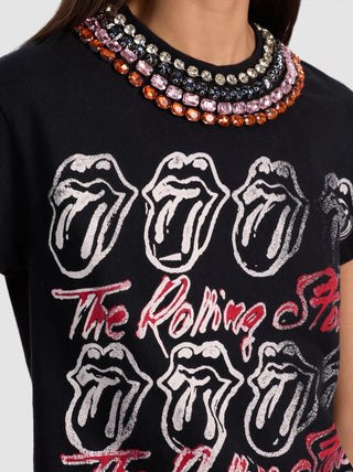 Alice + Olivia Maxie Embellished Rolling Stones Band Tee