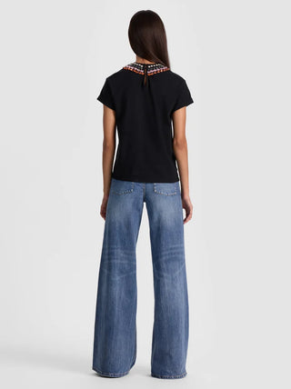 Alice + Olivia Maxie Embellished Rolling Stones Band Tee