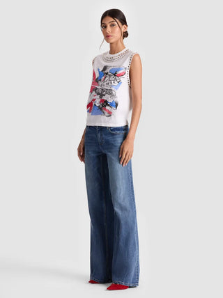 Alice Olivia Micha Sex Pistols Embellished Tank