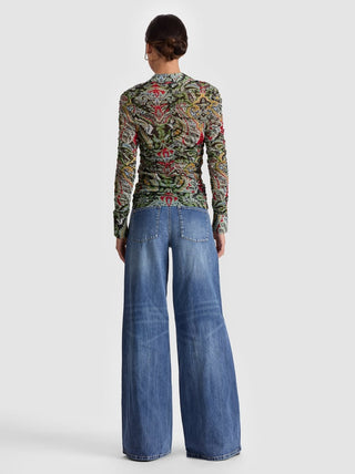 Alice + Olivia Portia Ruched Button Down Shirt