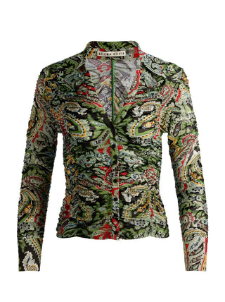 Alice + Olivia Portia Ruched Button Down Shirt