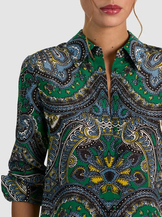 Alice + Olivia Willa Silk Button Down Blouse