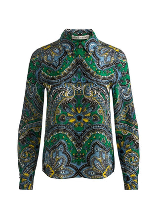 Alice + Olivia Willa Silk Button Down Blouse